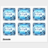 ウィンターブルーマスカレードマスク&スノーフレークエレガント スクエアシール (シート)