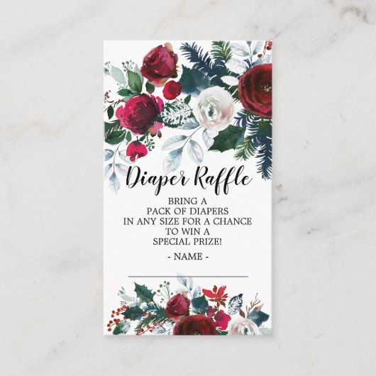 ウィンターブルームベイビーシャワーディーパーラッフルチケット エンクロージャーカード (正面)