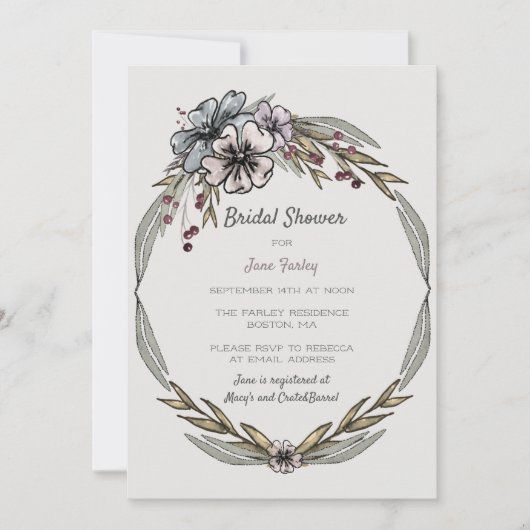 ウィンターブルーム ブライダルシャワー 招待状 (正面)