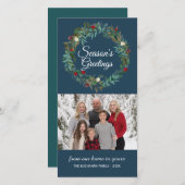 ウィンターブルーリースクリスマスフォトカード シーズンカード (正面/裏面)