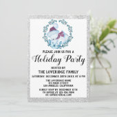 ウィンターブルーリースクリスマスホリデーパーティーシルバー 招待状 (スタンド正面)
