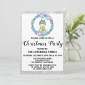 ウィンターブルーリースホリデークリスマスパーティーシルバー 招待状 (スタンド正面)