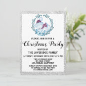 ウィンターブルーリースホリデークリスマスパーティーシルバー 招待状 (スタンド正面)