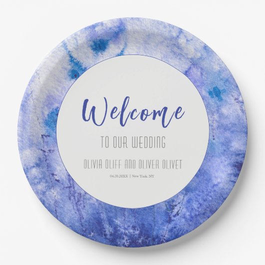 ウィンターブルー庭園の結婚式へようこそ ペーパープレート (正面)