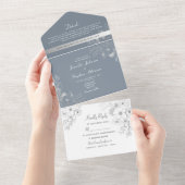 ウィンターブルー結婚フローラ オールインワン招待状 (貼ってはがせる)