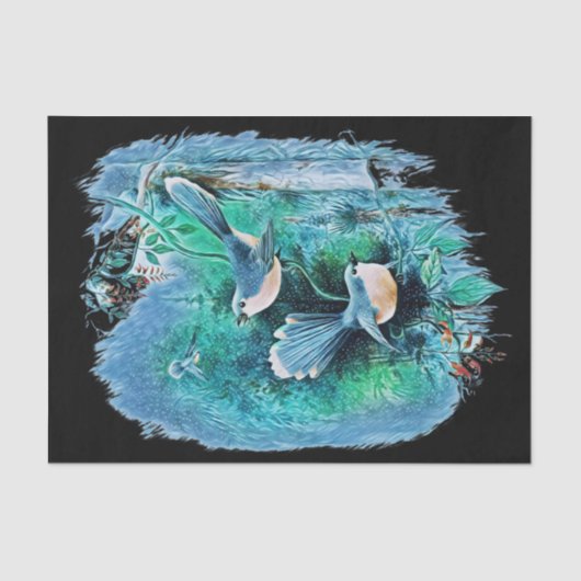 ウィンターブルー絵画バード1 薄葉紙 (正面)