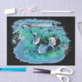 ウィンターブルー絵画バード1 薄葉紙 (クラフト)