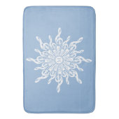 ウィンターブルー装飾モノグラムGクレフ、 音符記号スノーフレーク バスマット (正面縦)