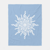 ウィンターブルー装飾モノグラムGクレフ、 音符記号スノーフレーク フリースブランケット (正面)