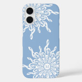ウィンターブルー装飾モノグラムGクレフ、 音符記号スノーフレーク Case-Mate iPhoneケース (裏面)