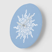 ウィンターブルー装飾用トレブルクレフ、 音符記号スノーフレーク ラージ壁時計 (傾斜)