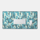 ウィンターブルー迷彩柄軍隊カモフラージュ軍隊 デスクマット (キーボード&マウス)