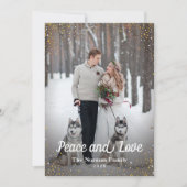 ウィンターブルー金ゴールドグリッター平和と愛の写真 シーズンカード (正面)