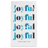 ウィンターブルー「うれしい」ホリデパーソナライズされたー スモールペーパーバッグ (裏面)