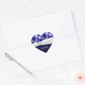 ウィンターブルー&ホワイトスノーフレーク封筒用シール ハートシール (封筒)