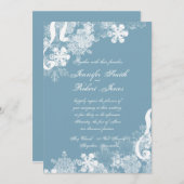 ウィンターブルー&ホワイトスノーフレーク結婚式招待状 招待状 (正面/裏面)