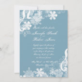 ウィンターブルー&ホワイトスノーフレーク結婚式招待状 招待状 (正面)