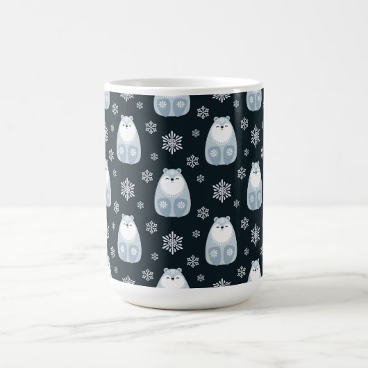 ウィンターブルー&ホワイトホリデーポーラベア コーヒーマグカップ (中央)