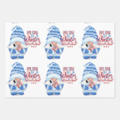 ウィンターブルー、ホワイト、レッド格言ラッピング紙S ラッピングペーパーシート (正面2)