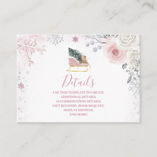 ウィンタープラスノーフレークスレッドベイビーシャワーの詳細 エンクロージャーカード (正面)