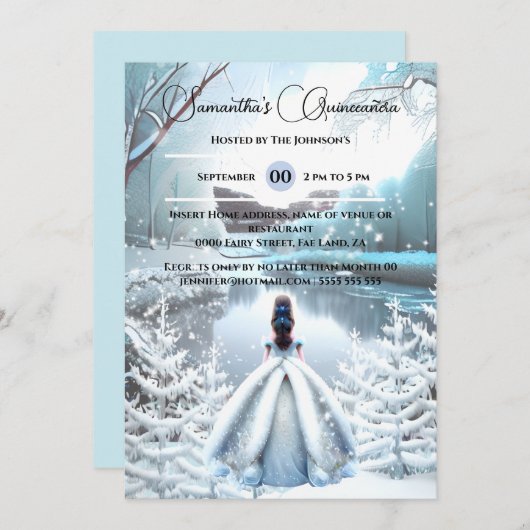 ウィンタープリンセスキンセアニラファンタジーの雪の森 招待状 (正面/裏面)