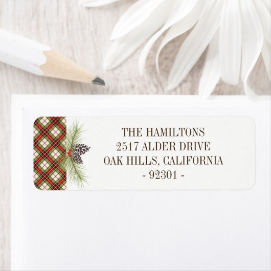 ウィンタープレイドパーソナライズされた住所 シール (インサイチュ)