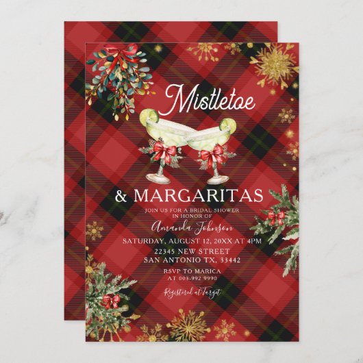 ウィンタープレイドミスタントー&マルガリータブライダルシャワー 招待状 (正面/裏面)