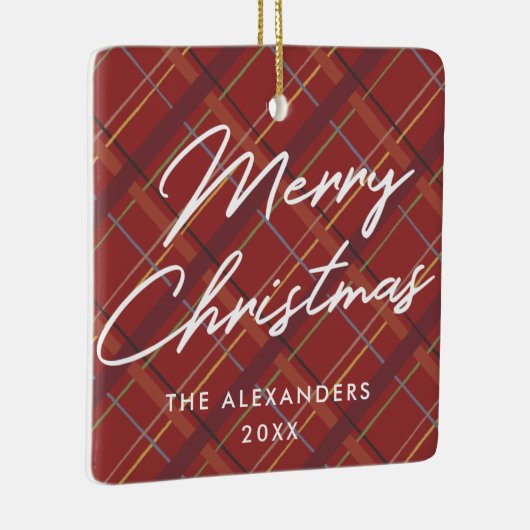 ウィンタープレイドメリークリスマスオーナメント – 赤 セラミックオーナメント (右)