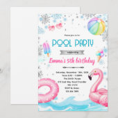 ウィンタープールガールテーマの招待状 招待状 (正面/裏面)