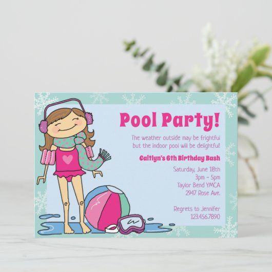 ウィンタープールパーティーブルネットガールインドアスイミング 招待状 (スタンド正面)