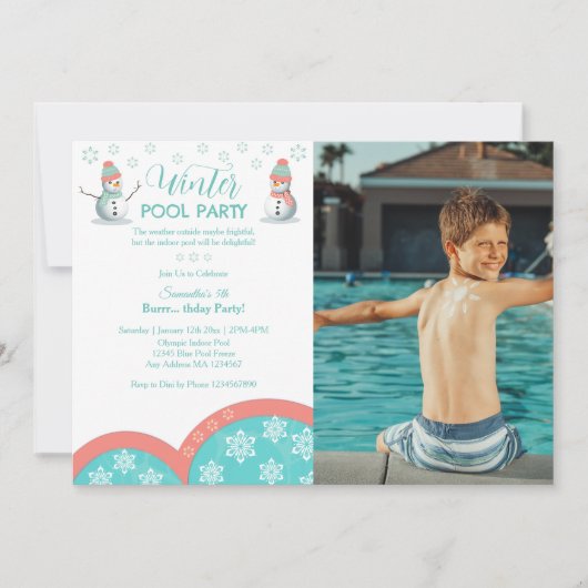 ウィンタープール誕生日写真パーティー 招待状 (正面)