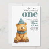 ウィンターベアのグリーンバースデーパーティー招待状 招待状 (正面)