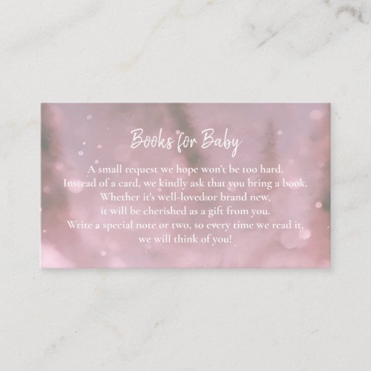 ウィンターベアーピンク赤ちゃんシャワーブリクエスト エンクロージャーカード (正面)