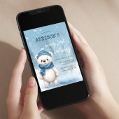 ウィンターベアーブルーボーイファースト誕生日 招待状