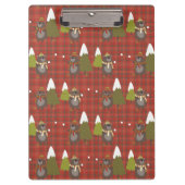 ウィンターベアーホワイトクリスマスレッドバッファロープレイドクリップ クリップボード (正面)