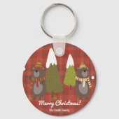 ウィンターベアーホワイトクリスマスレッドバッファロープレイド キーホルダー (正面)