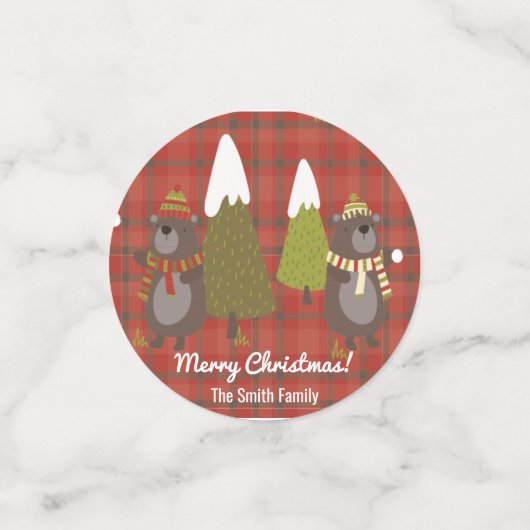 ウィンターベアーホワイトクリスマスレッドバッファロープレイド コンフェッティ (スモール正面)