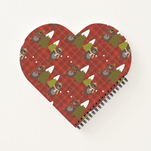 ウィンターベアーホワイトクリスマスレッドバッファロープレイド ノートブック (裏面)