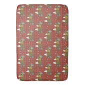 ウィンターベアーホワイトクリスマスレッドバッファロープレイド バスマット (正面縦)