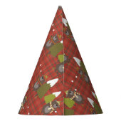 ウィンターベアーホワイトクリスマスレッドバッファロープレイド パーティーハット (裏面)