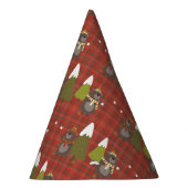 ウィンターベアーホワイトクリスマスレッドバッファロープレイド パーティーハット (右)