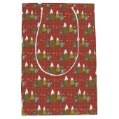 ウィンターベアーホワイトクリスマスレッドバッファロープレイド ミディアムペーパーバッグ (正面)