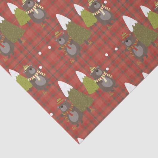 ウィンターベアーホワイトクリスマスレッドバッファロープレイド 薄葉紙 (詳細)