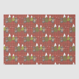 ウィンターベアーホワイトクリスマスレッドバッファロープレイド 薄葉紙