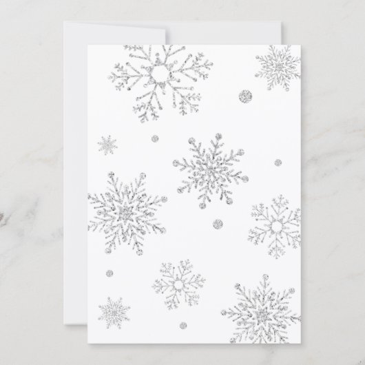 ウィンターベイビーシャワー招待銀グリッター 招待状 (裏面)