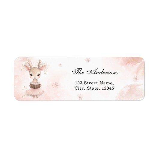 ウィンターベビーガールベビーシャワー差出人住所 ラベル (正面)