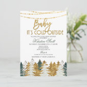 ウィンターベビーシャワーグリッターツリー招待状 招待状 (スタンド正面)