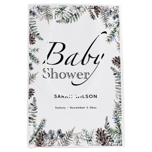 ウィンターベビーシャワー抱き枕 ミディアムペーパーバッグ (正面)