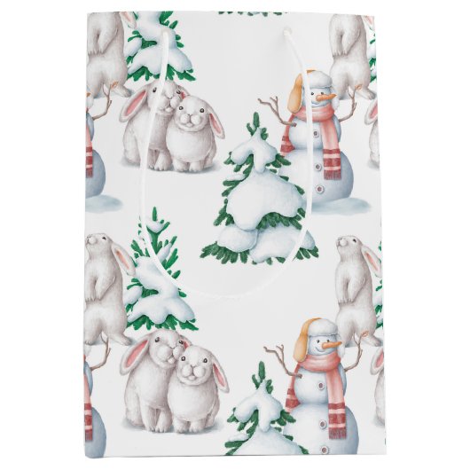 ウィンターベビーシャワー抱き枕 ミディアムペーパーバッグ (正面)