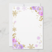 ウィンターベビーシャワー招待状パープルアンド金ゴールド 招待状 (裏面)